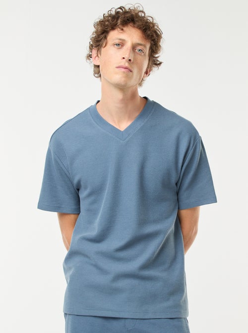 T-shirt van tricot met V-hals - Kiabi
