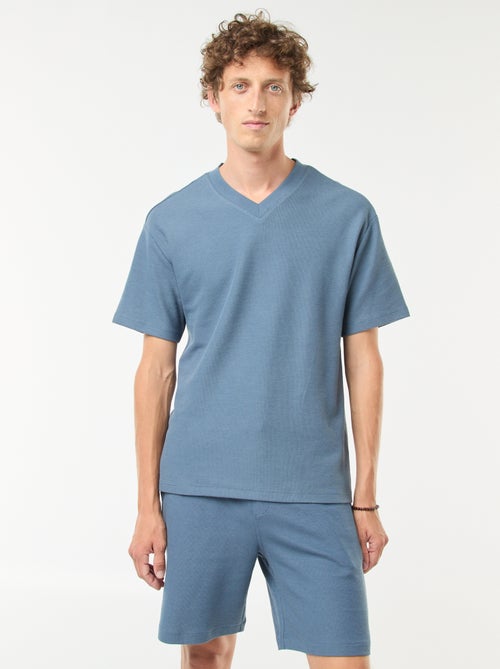 T-shirt van tricot met V-hals - Kiabi