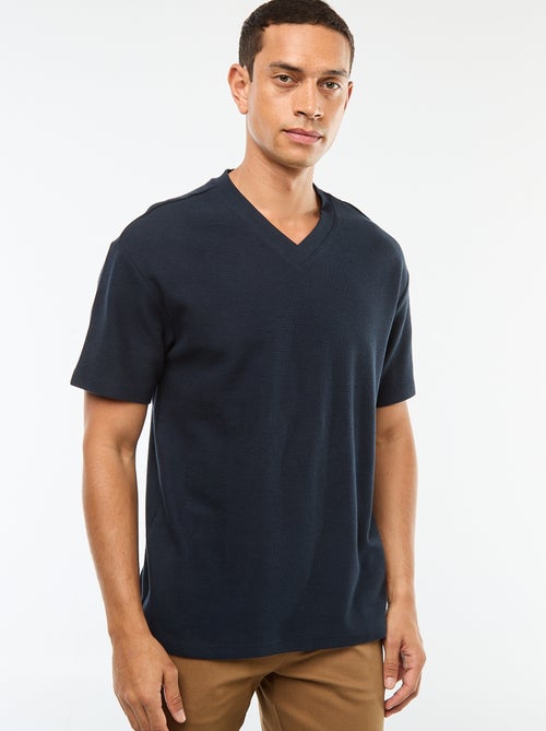 T-shirt van tricot met V-hals - Kiabi