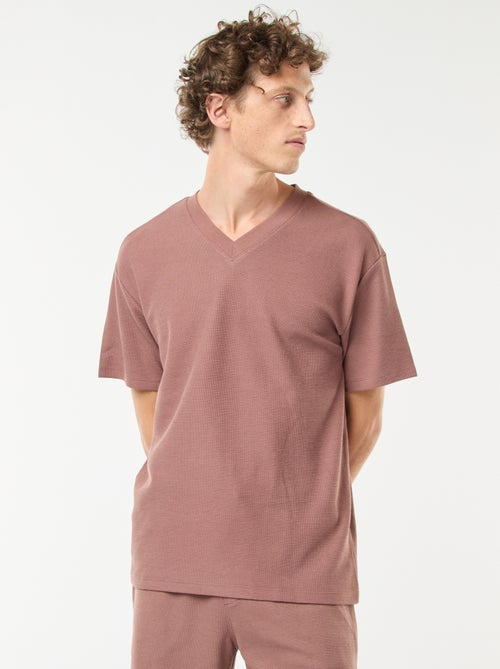 T-shirt van tricot met V-hals - Kiabi