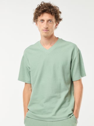 T-shirt van tricot met V-hals