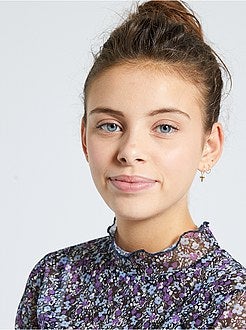 T-shirt van voile met bloemenprint - Kiabi