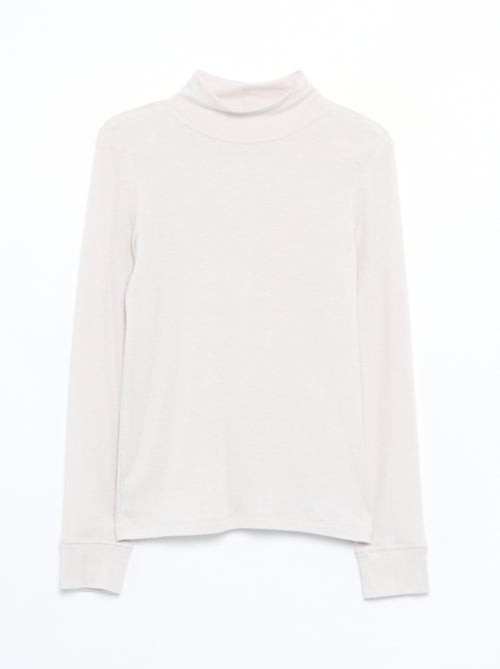 T-shirt van wolmix met colkraag - Kiabi