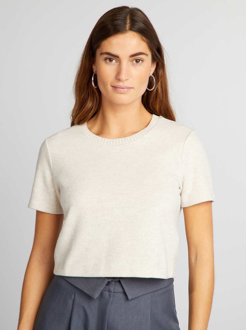 T-shirt van zacht tricot BIEGE - Kiabi