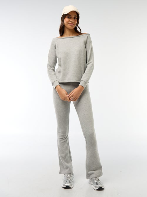 T-shirt van zacht tricot met bardothals - Kiabi