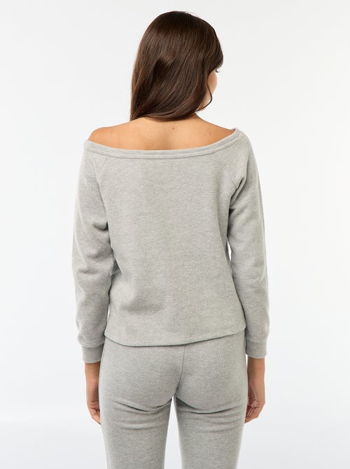 T-shirt van zacht tricot met bardothals - Kiabi