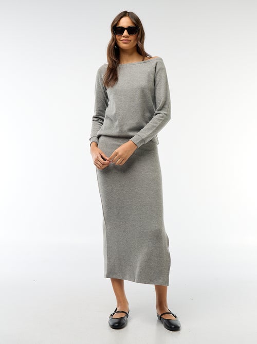 T-shirt van zacht tricot met bardothals - Kiabi