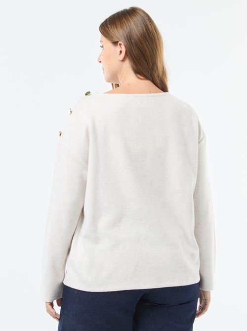 T-shirt van zacht tricot met goudkleurige knopen - Kiabi