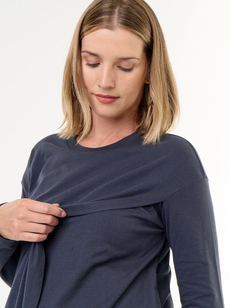 T-shirt voor borstvoeding met overslag Blauw - Kiabi