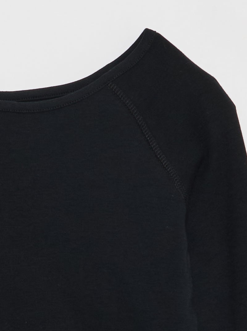 T-shirt zonder vaste voor- of achterkant met lange mouwen - gemakkelijk aan te trekken collectie zwart - Kiabi