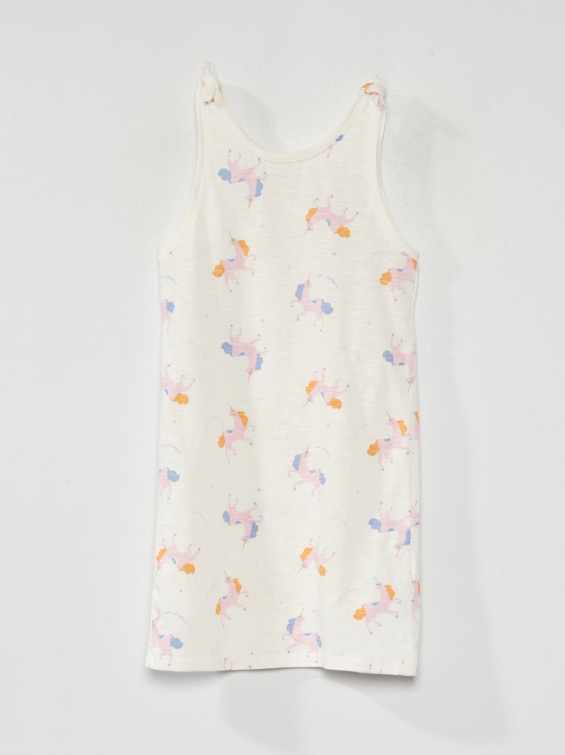 T-shirtjurk met eenhoornprint WIT - Kiabi