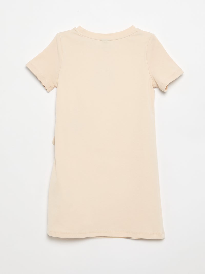 T-shirtjurk met knoop aan de zijkant Biege - Kiabi