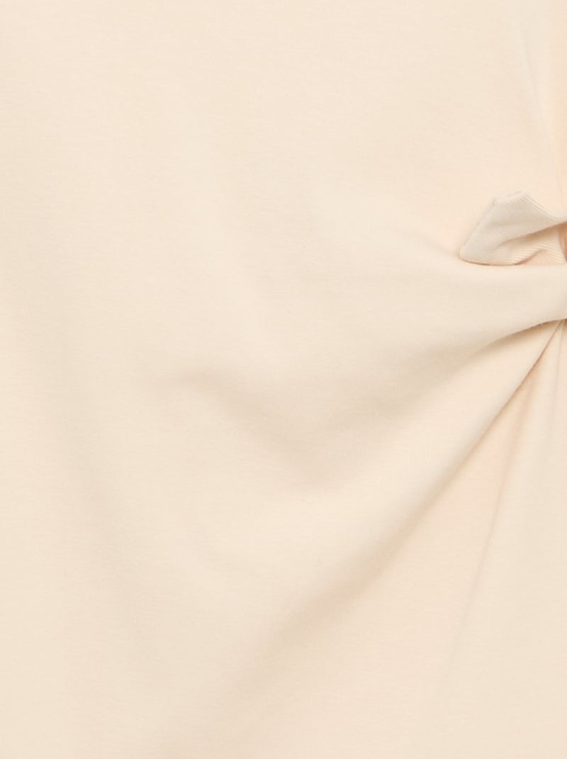 T-shirtjurk met knoop aan de zijkant Biege - Kiabi