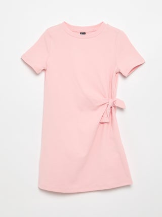 T-shirtjurk met knoop aan de zijkant