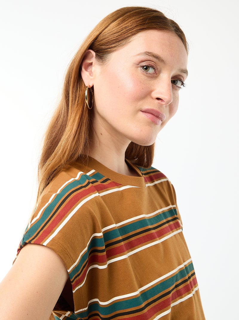 T-shirtjurk met korte mouwen Bruin - Kiabi