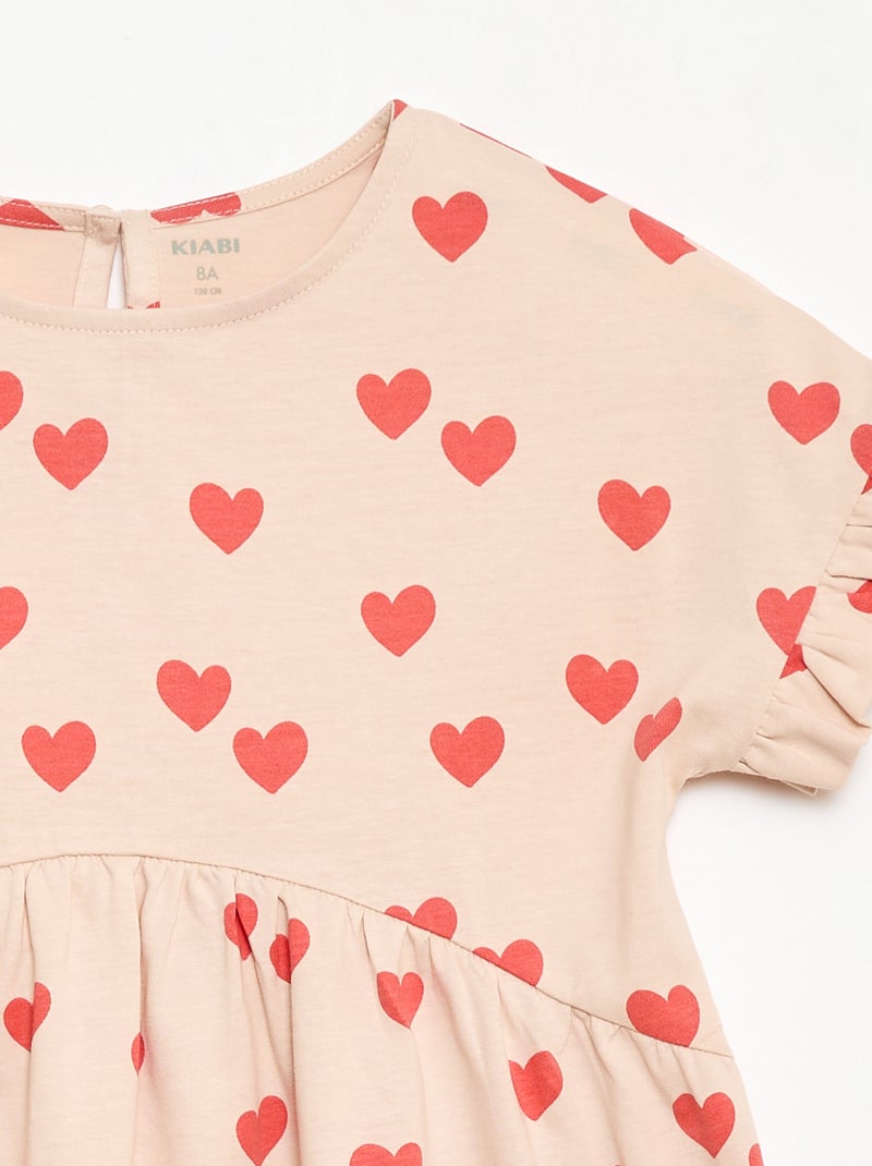 T-shirtjurk met luipaardprint Biege - Kiabi