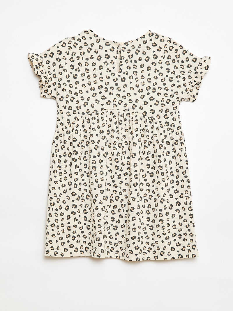 T-shirtjurk met luipaardprint Biege - Kiabi