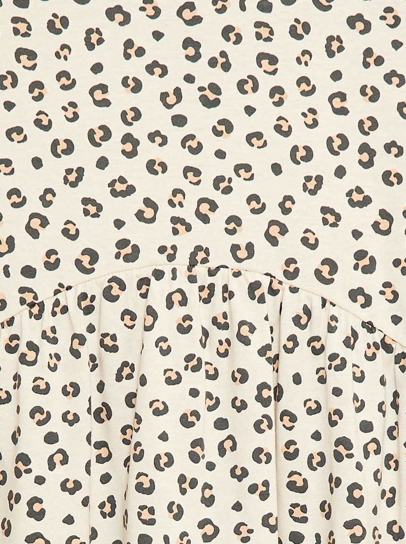 T-shirtjurk met luipaardprint Biege - Kiabi