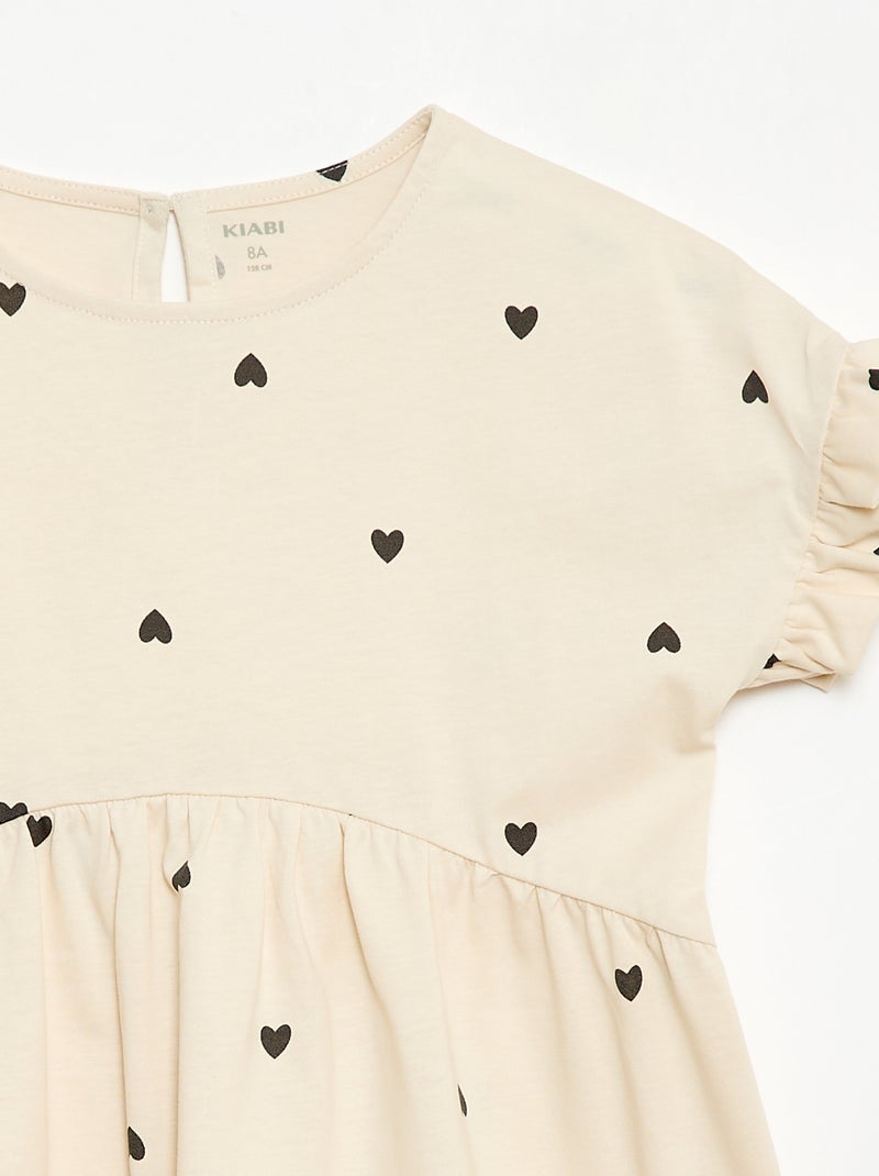 T-shirtjurk met luipaardprint Biege - Kiabi