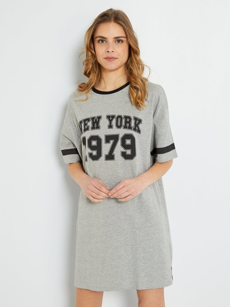 T-shirtjurk met print GRIJS - Kiabi