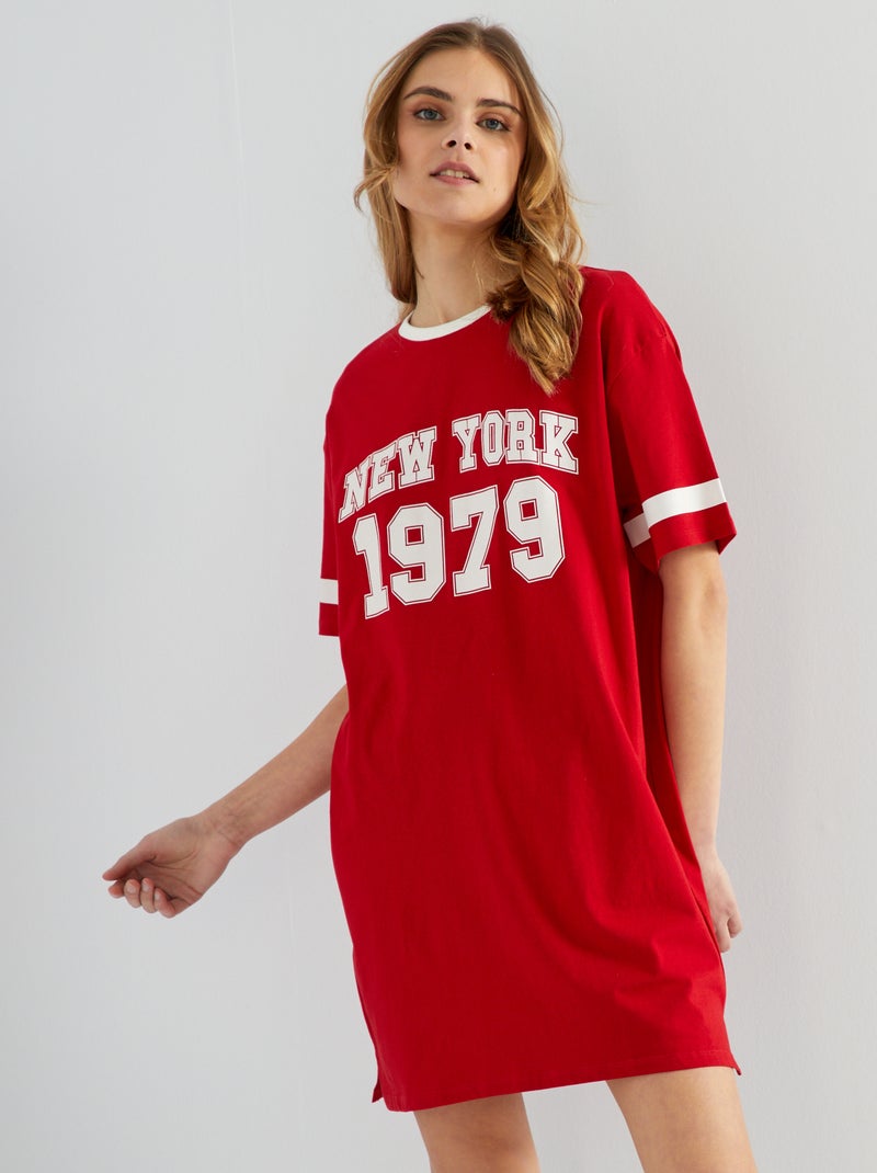 T-shirtjurk met print WIT - Kiabi