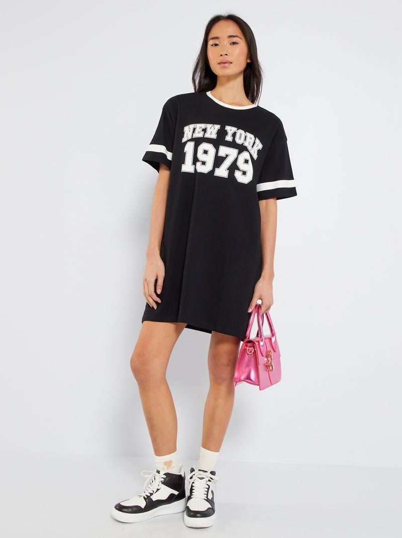 T-shirtjurk met print ZWART - Kiabi