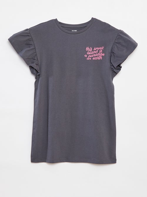 T-shirtjurk met ruchemouwen en tie-dyeprint - Kiabi