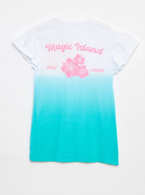 T-shirtjurk met ruchemouwen en tie-dyeprint - Kiabi