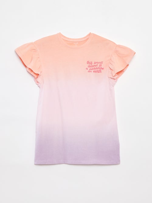 T-shirtjurk met ruchemouwen en tie-dyeprint - Kiabi