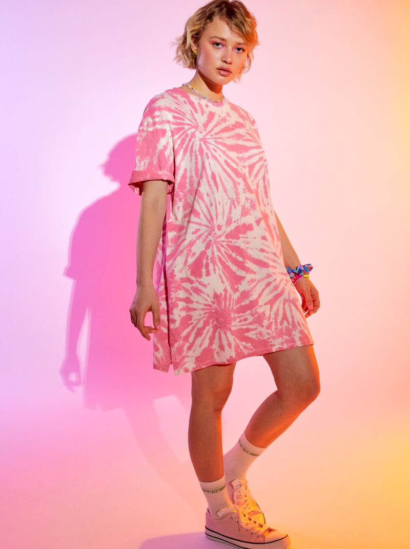 T-shirtjurk met tie-dyeprint WIT - Kiabi