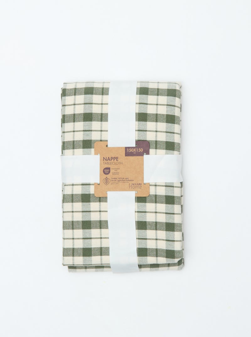 Tafelkleed met ruitjesprint (150x150 cm) - Kiabi Home Kaki - Kiabi