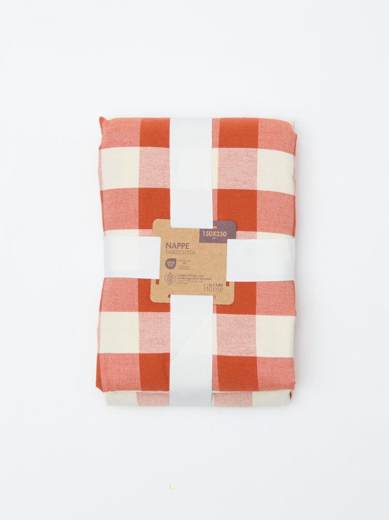 Tafelkleed met ruitjesprint (150x250 cm) - Kiabi Home Oranje - Kiabi