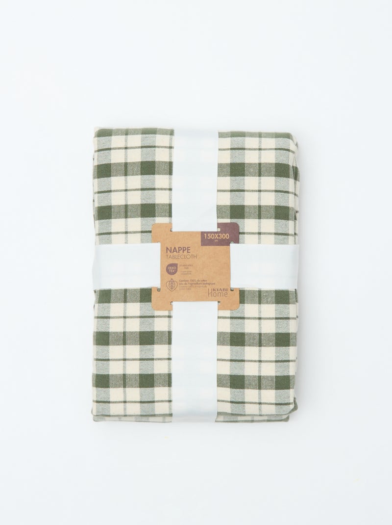 Tafelkleed met ruitjesprint (150x300 cm) - Kiabi Home Kaki - Kiabi