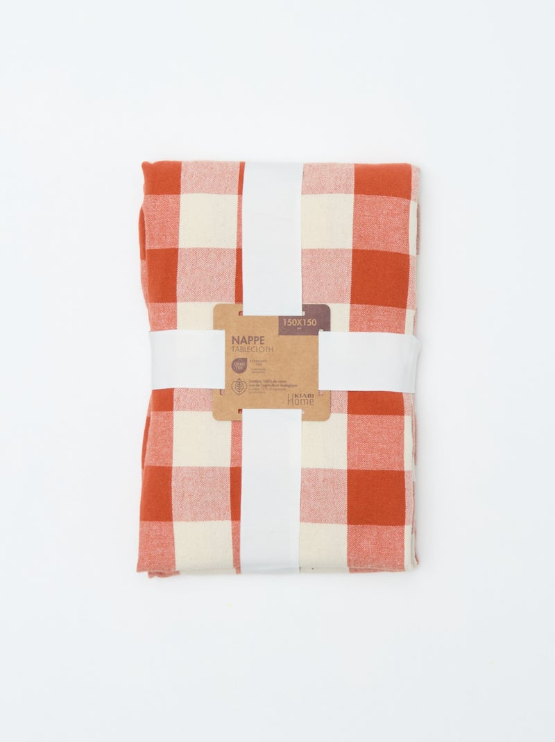 Tafelkleed met ruitprint 150 x 150 cm - Kiabi Home Oranje - Kiabi