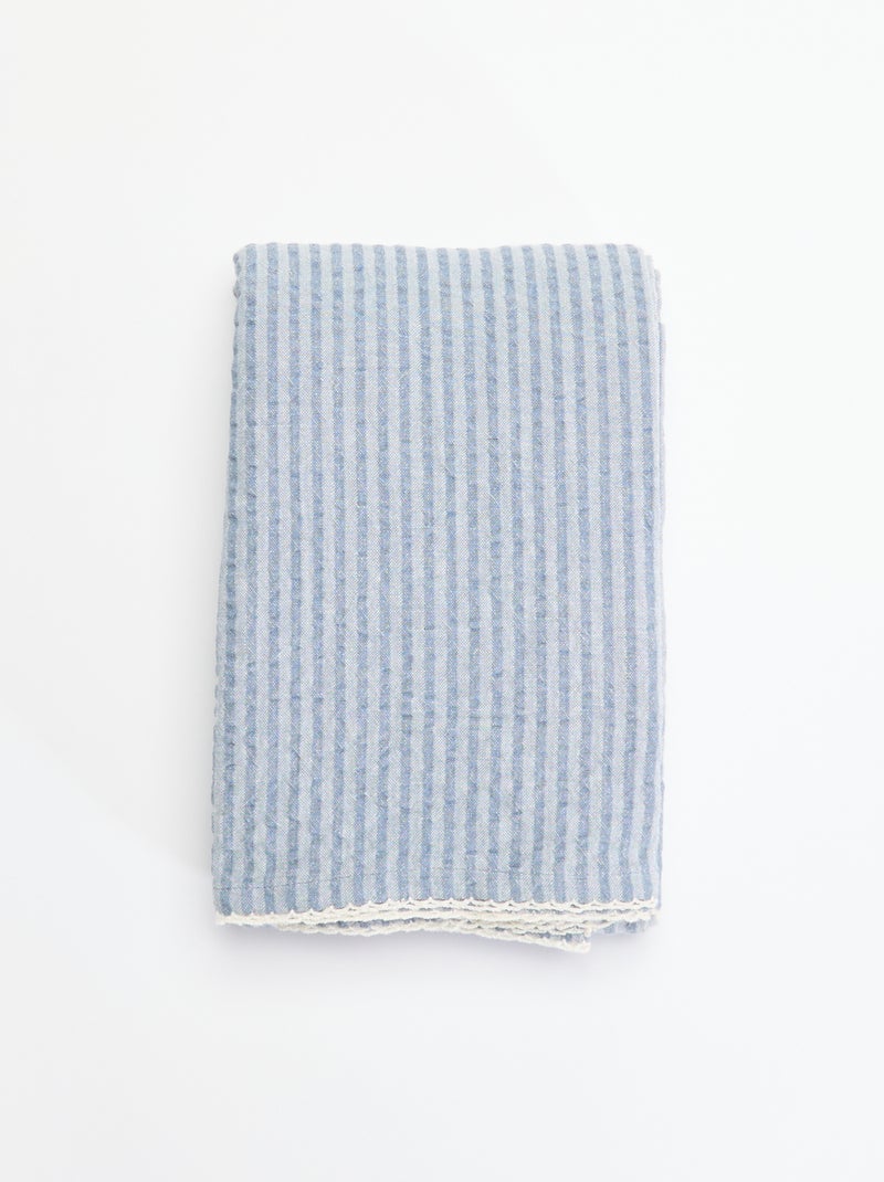 Tafelkleed van gewafelde stof Blauw - Kiabi