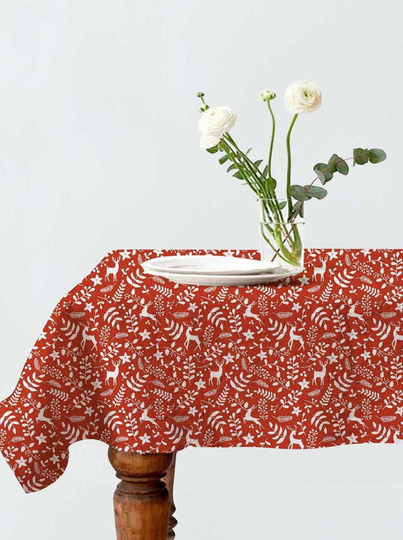 Tafellaken met kerstmotief - 140 x 240 cm ROOD - Kiabi