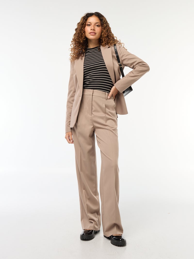 Tailored-fit broek met wijde snit Biege - Kiabi