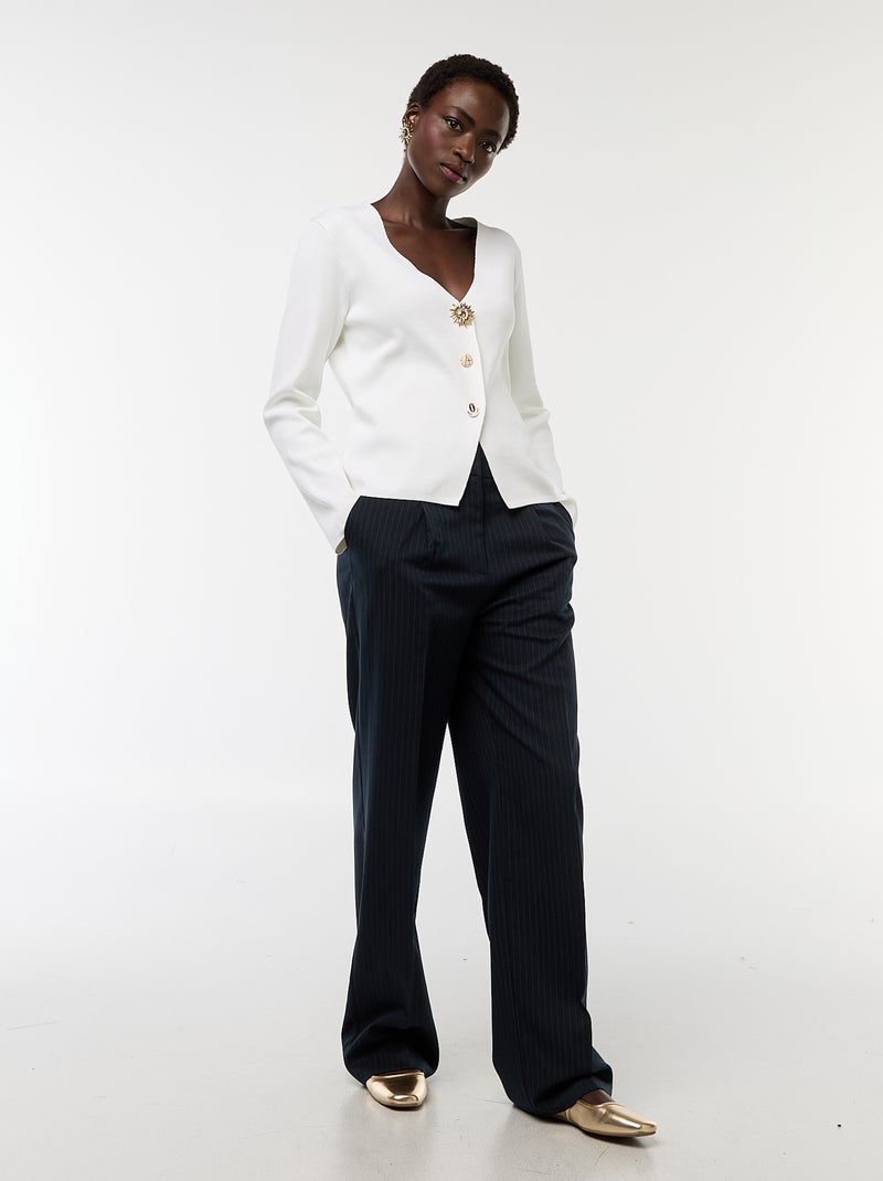 Tailored-fit broek met wijde snit Blauw - Kiabi