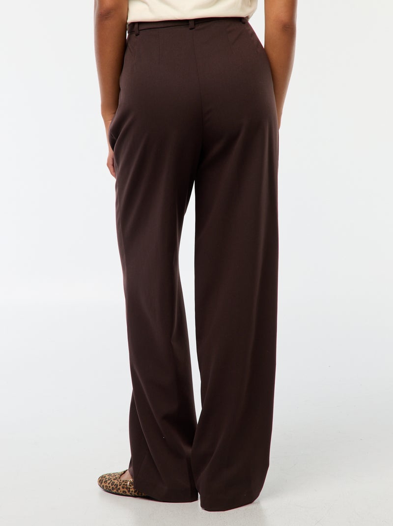 Tailored-fit broek met wijde snit bruin - Kiabi