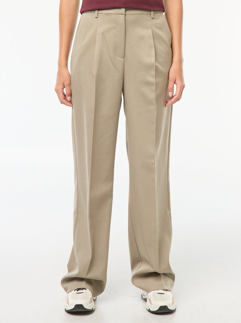 Tailored-fit broek met wijde snit Groen - Kiabi