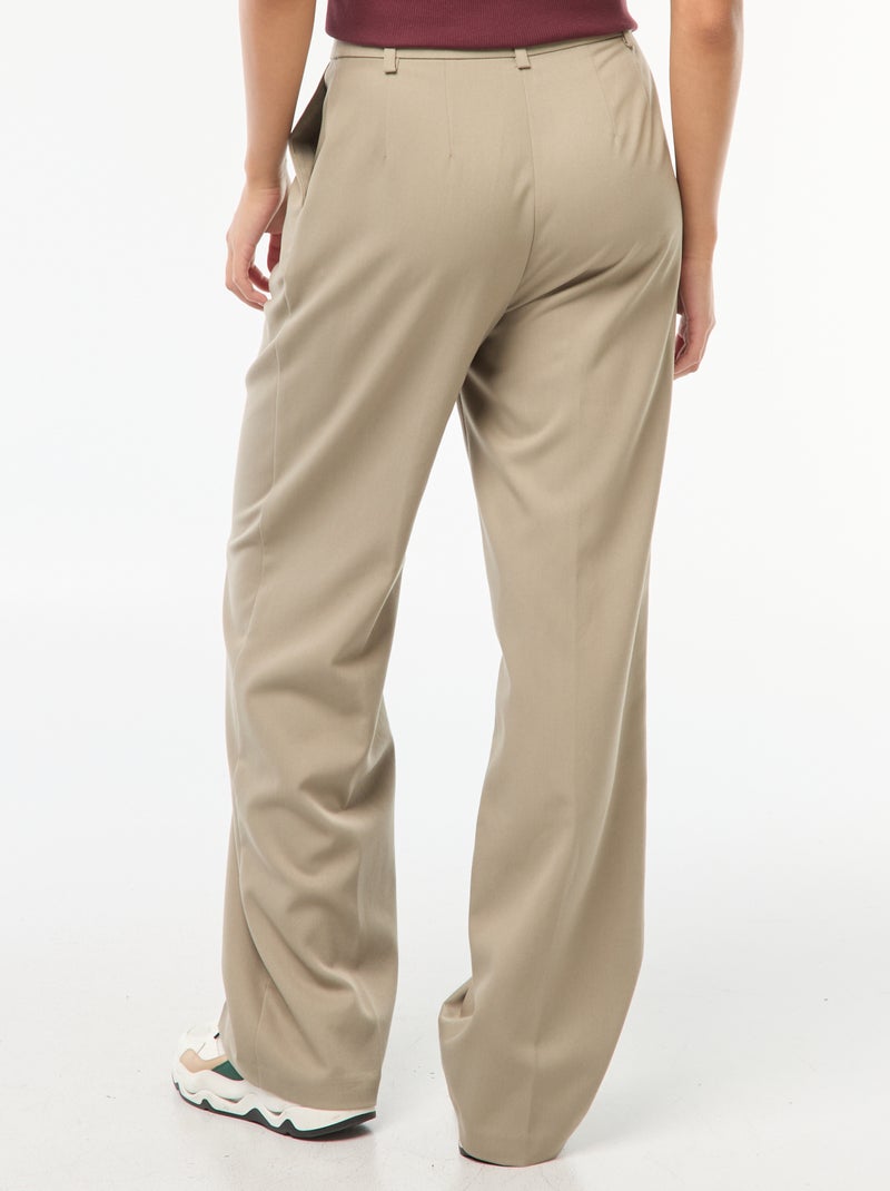 Tailored-fit broek met wijde snit Groen - Kiabi