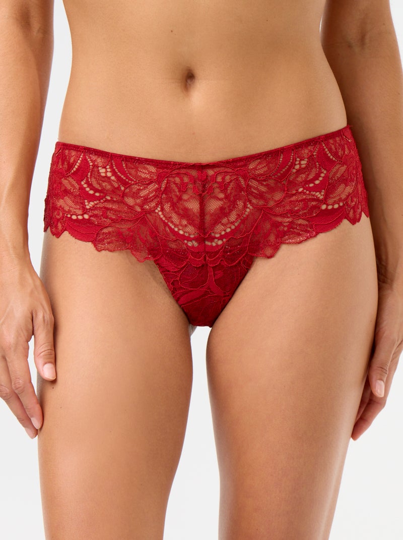 Tanga van kant met pailletten Rood - Kiabi