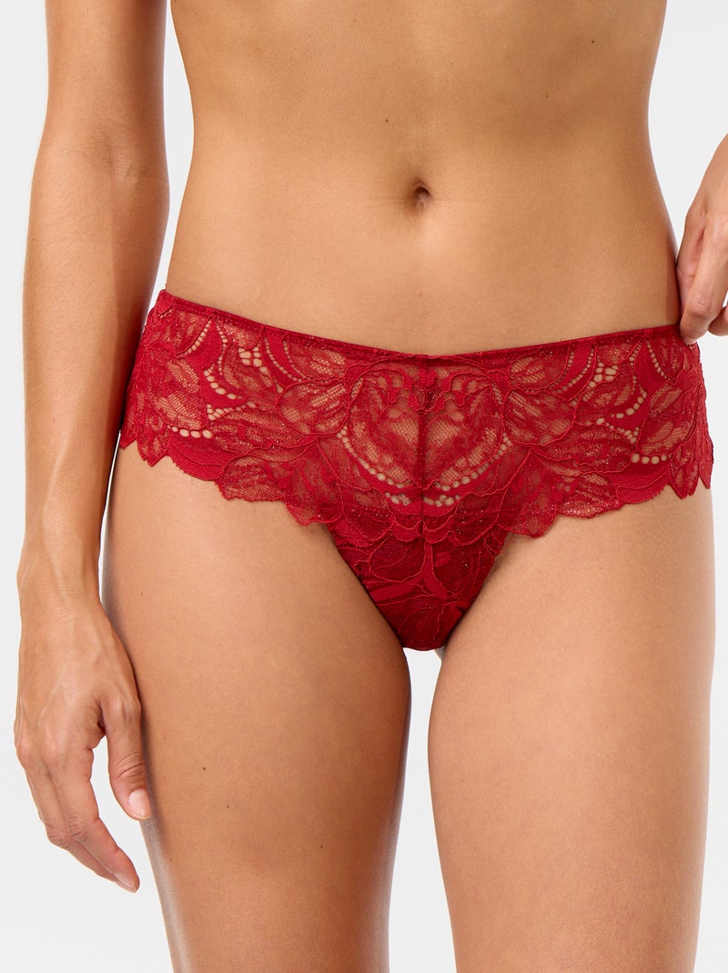 Tanga van kant met pailletten Rood - Kiabi