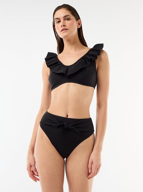 Tanga zwembroek met hoge taille van soepele microvezel - Kiabi