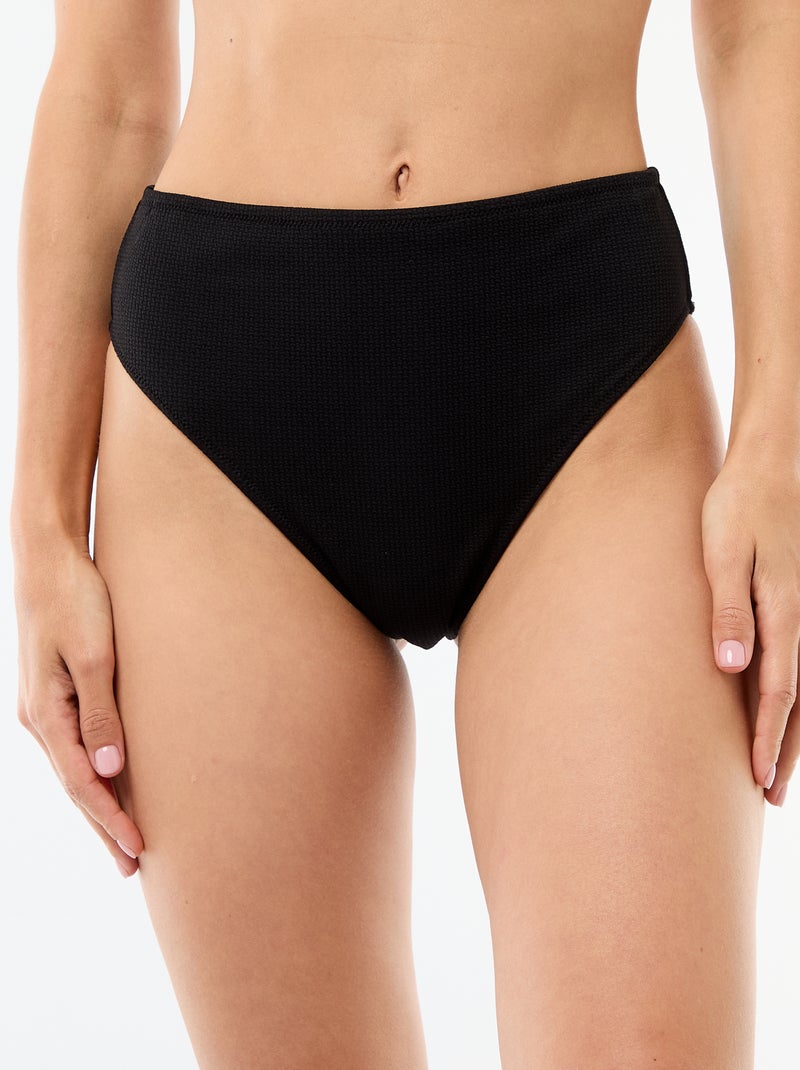 Tanga zwembroek met hoge taille Zwart - Kiabi