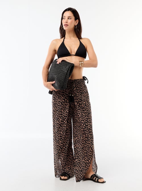 Tanga zwembroek van jerseytricot met textuur en strikbandjes - Kiabi