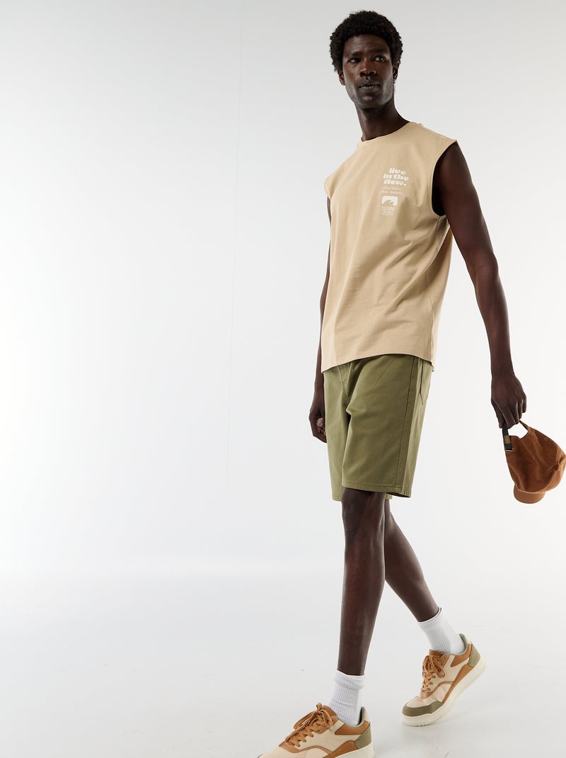 Tanktop met voor- en achterprint Biege - Kiabi