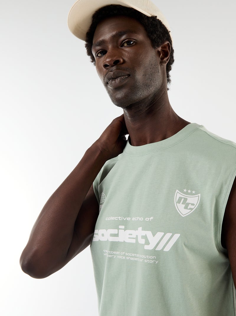 Tanktop met voor- en achterprint Groen - Kiabi
