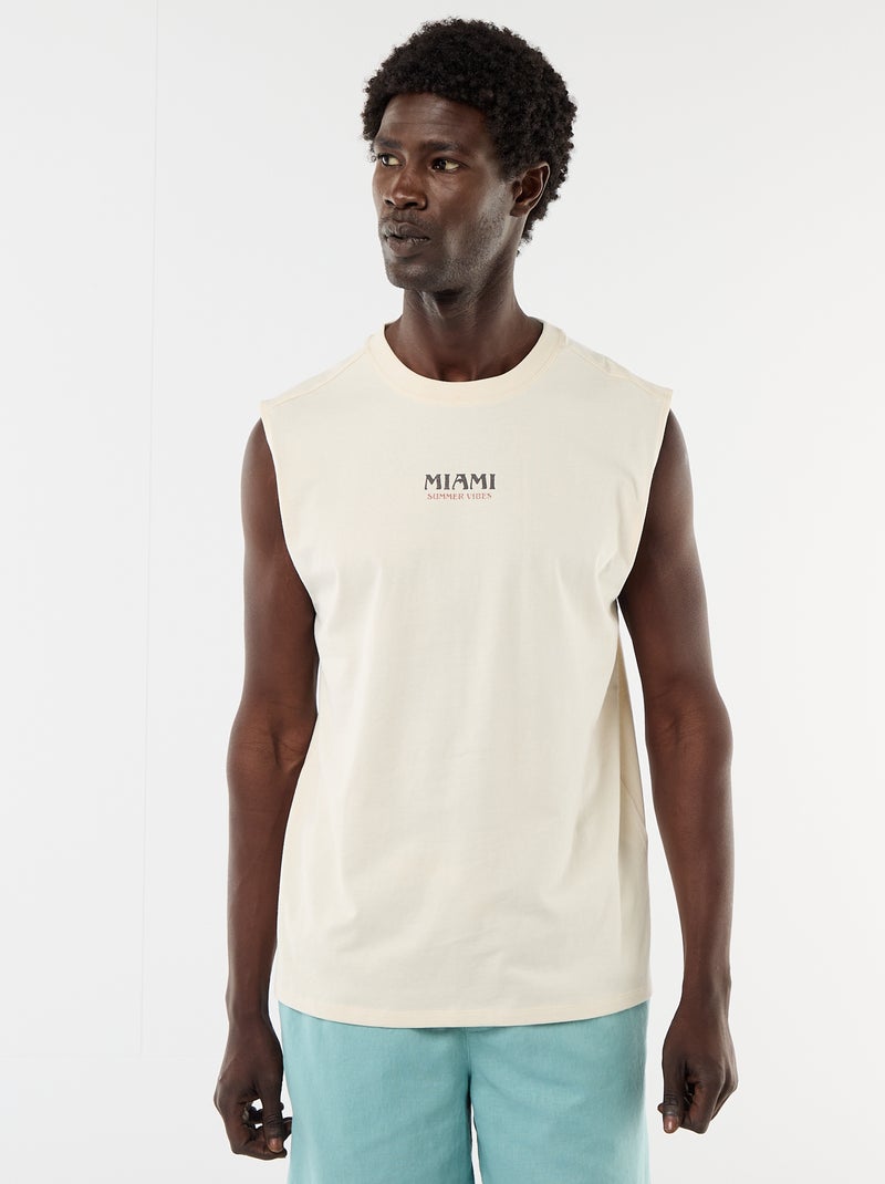 Tanktop met voor- en achterprint Wit - Kiabi