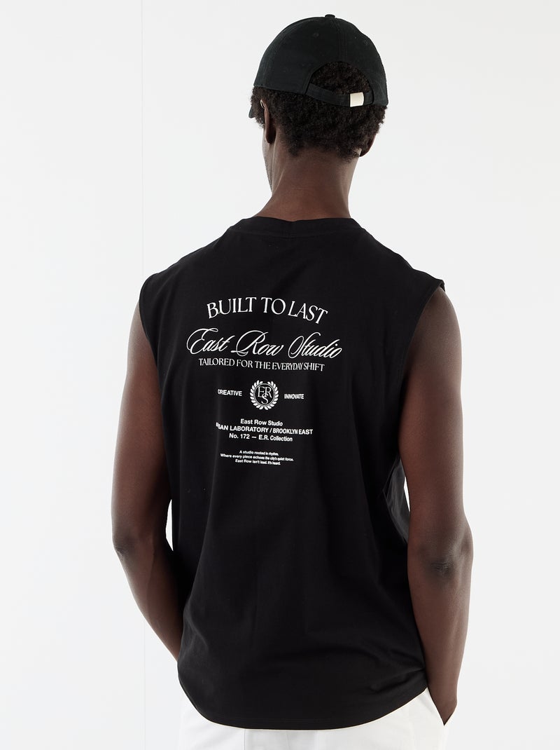 Tanktop met voor- en achterprint Zwart - Kiabi